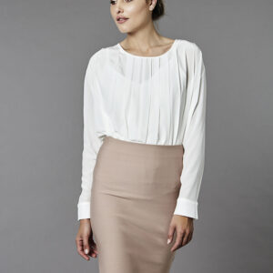 Beautiful knife pleated blouse with Classic Pencil Skirt.