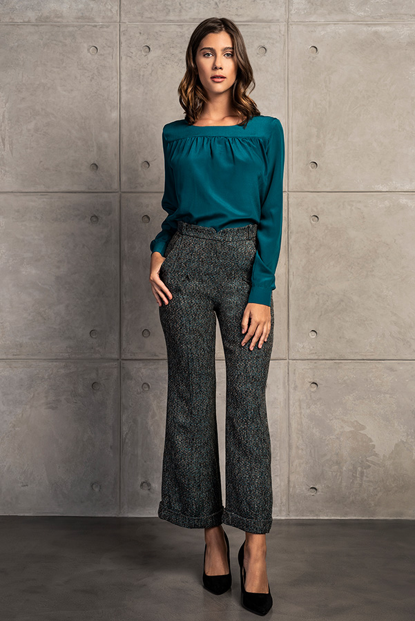 Jenera Blouse Teal blouse made from 100% silk.