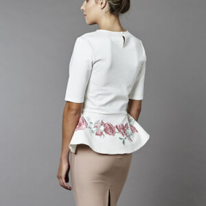 Rose Embroidered Peplum Blouse