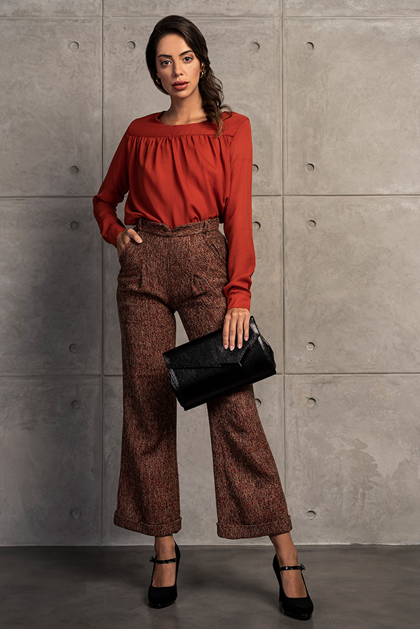 Seren Pants Rust ot teal 100% long wool pants.
