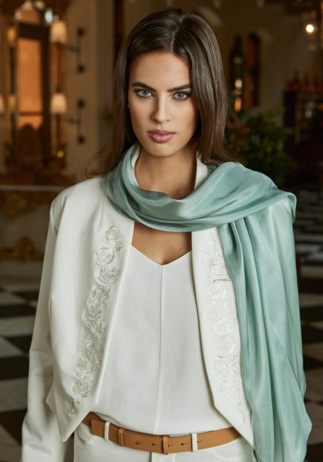 Early Mist Pashmina Scarf Mint green scarf made from 100% silk.