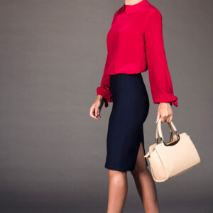 Navy wool Pencil Skirt.