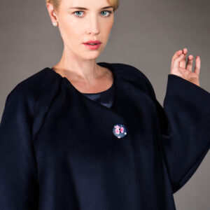 Navy blue coat with hand painted buttons.