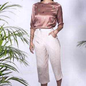 Melia Blouse with Tia Pants. Made from crepe satin.
