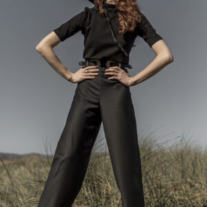 Wool Ritz black wide leg pants.