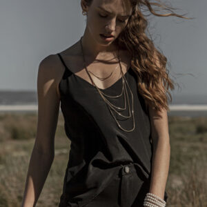 Silk Crepe de Chine black camisole.